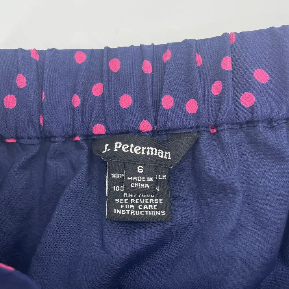 J. PETERMAN Maxi Polka Dot Skirt Womens Size 6 Lightweight Pull On Self Tie Belt - Picture 6 of 9
